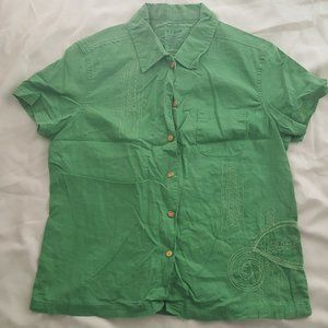 Life is Good Green Short Sleeve Collar Shirt